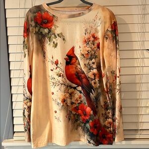 Floral Cardinal Print Women's Top